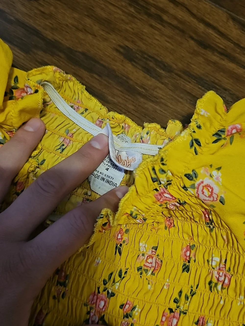 OshKosh B'gosh Yellow Floral Smocked Dress with Pink Roses